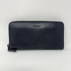 Coach Accordion Zip Wallet Black Leather Glove-Tanned 12 Card Slots 54300‎